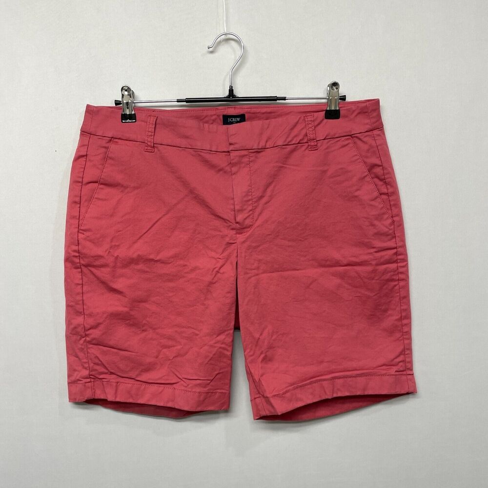 J Crew Women Chino Bermuda Shorts Size 14 Pink Cotton Blend M225 -4